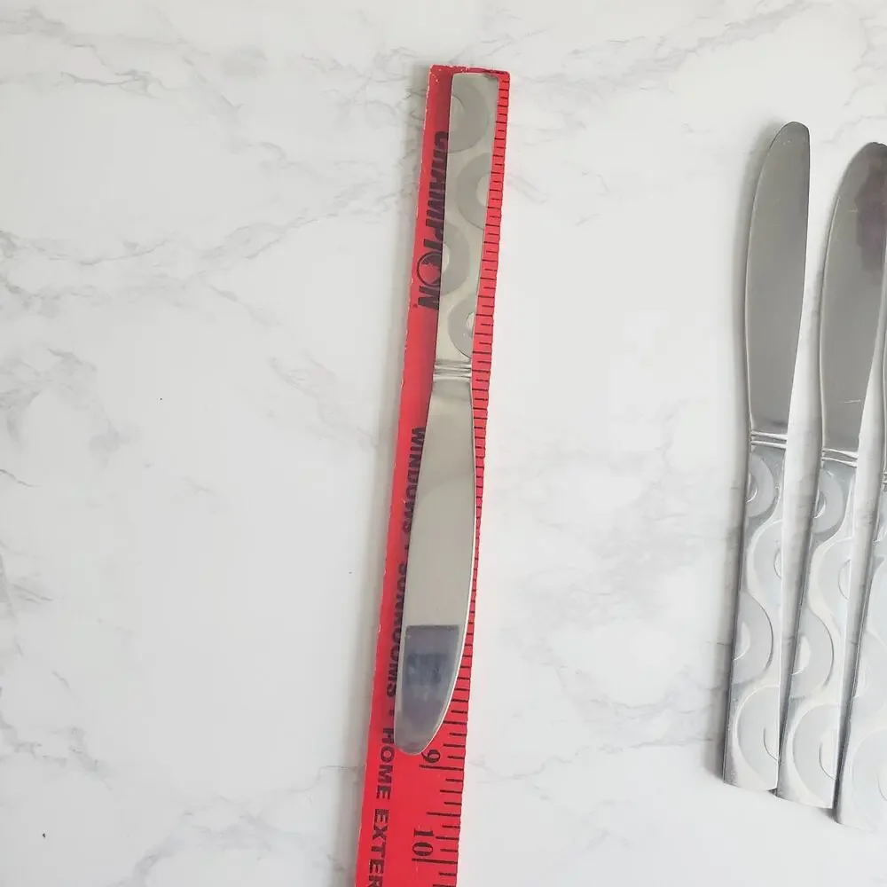 Pfaltzgraff Hemisphere Stainless Steel Dinner Knife Set of 5 MCM Retro Stylish